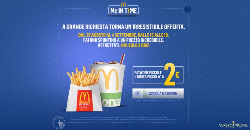 McDonald's: spuntino a 2 euro