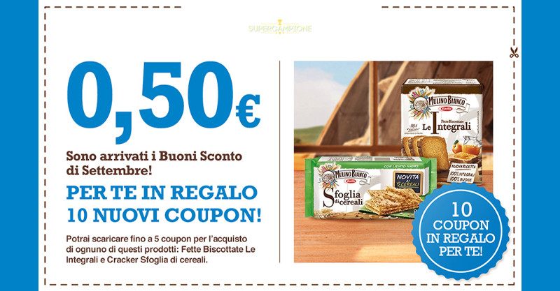Buoni sconto fette biscottate e cracker Mulino Bianco