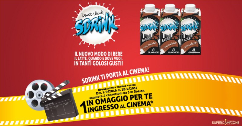 Omaggio biglietti cinema con Sdrink