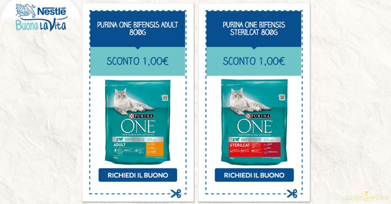 Buoni spesa Purina gatto da 1€ Buoni spesa Purina gatto da 1€