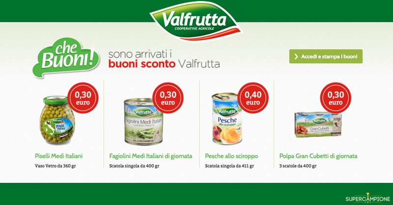 Buoni sconto Valfrutta ottobre