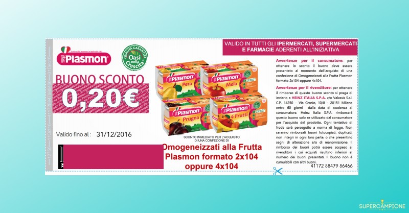 Buono spesa Plasmon da 0,20€ Buono spesa Plasmon da 0,20€