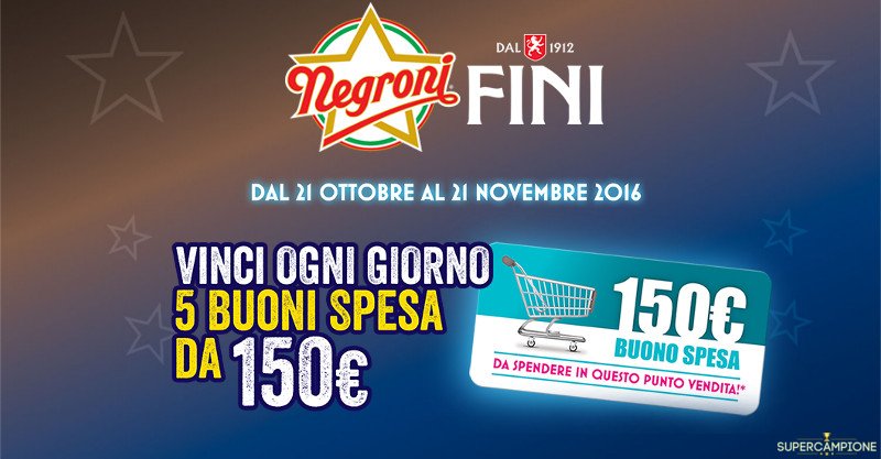 Negroni Precotti: vinci buoni spesa da 150€ Negroni Precotti: vinci buoni spesa da 150€