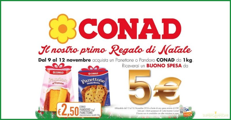Conad: acquista panettone o pandoro a 2,50€ e ricevi buono spesa da 5€