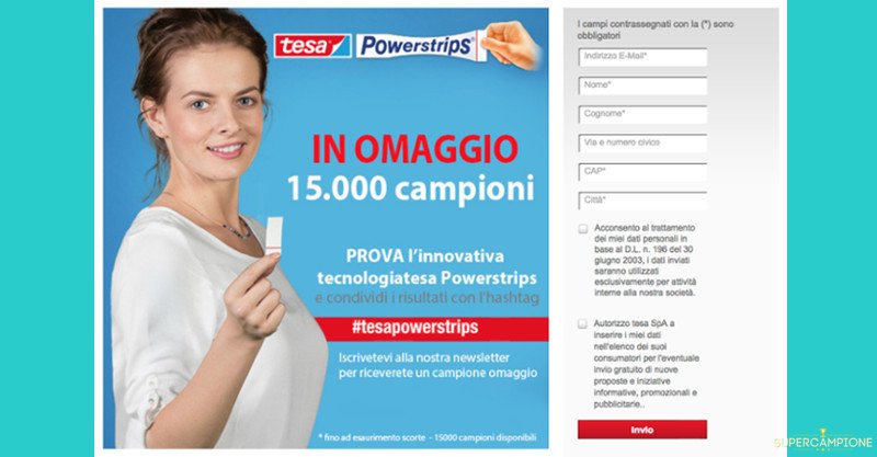 Campioni omaggio Tesa Powerstrips biadesivo Campioni omaggio Tesa Powerstrips biadesivo