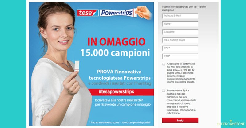 Campioni omaggio Tesa Powerstrips biadesivo