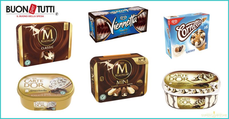 Buoni spesa gelati Algida Cornetto, Magnum, Viennetta, Carte d'Or