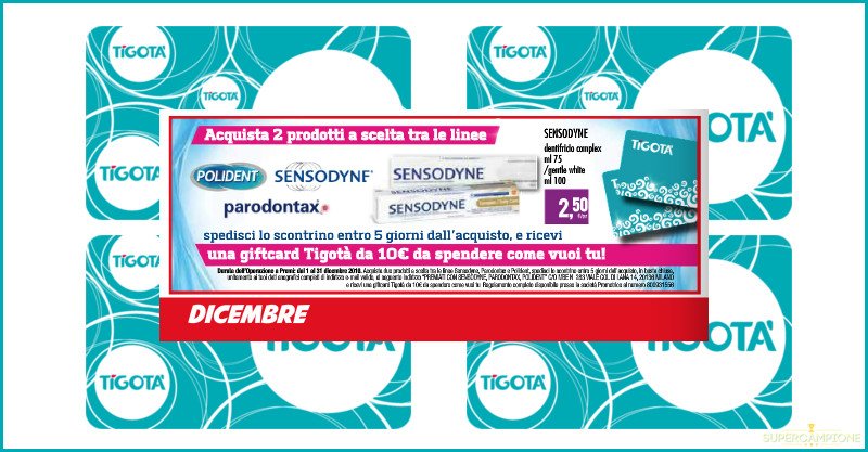 Ricevi una carta regalo Tigotà da 10€ con Sensodyne Ricevi una carta regalo Tigotà da 10€ con Sensodyne