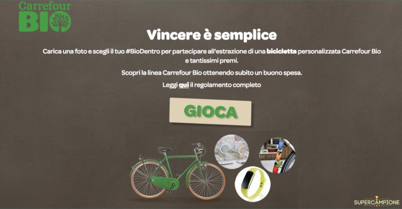 Carrefour: vinci gratis bicicletta, carica batteria, porta piantine o braccialetto fitness