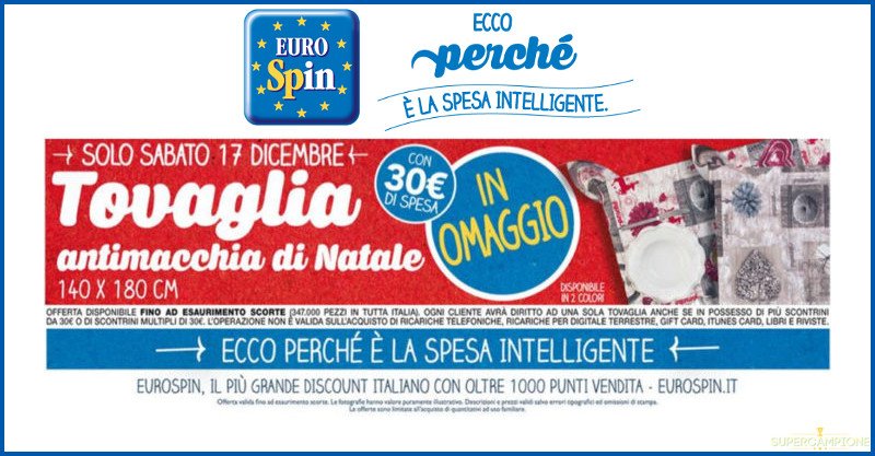 Eurospin ti regala una tovaglia natalizia antimacchia