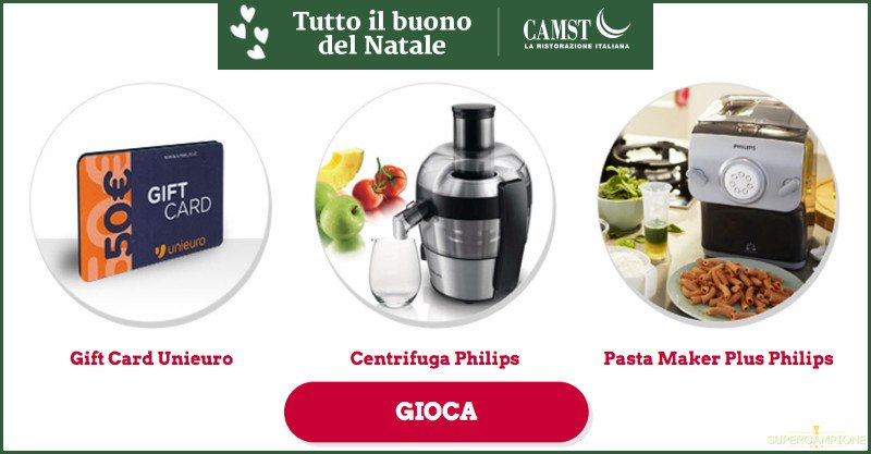 Vinci gratis Gift Card Unieuro, Centrifuga Philips e Pasta Maker Philips Vinci gratis Gift Card Unieuro, Centrifuga Philips e Pasta Maker Philips