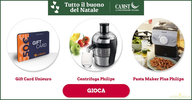 Vinci gratis Gift Card Unieuro, Centrifuga Philips e Pasta Maker Philips