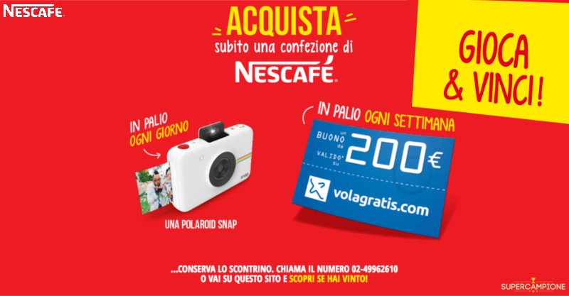Nescafé: vinci Polaroid SNAP o buoni sconto Volagratis Nescafé: vinci Polaroid SNAP o buoni sconto Volagratis