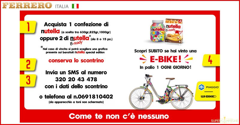 Nutella: vinci una bicicletta elettrica al giorno