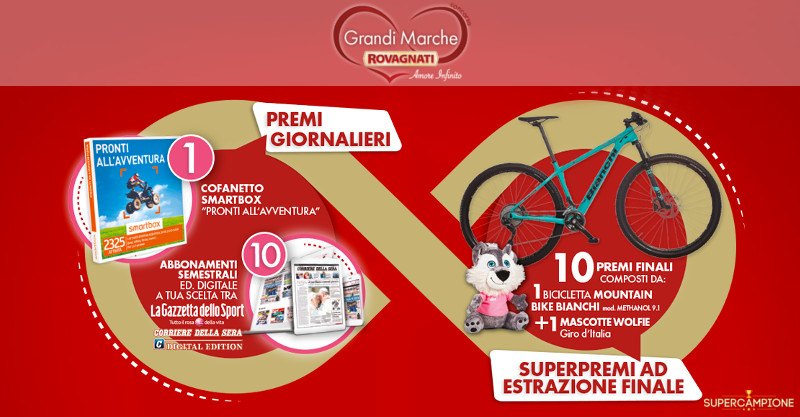 Rovagnati: vinci Smartbox, mountain bike o mascotte Wolfie