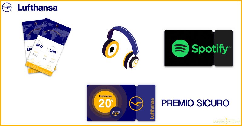 Vinci gratis voli Lufthansa, cuffie Bose e Spotify Vinci gratis voli Lufthansa, cuffie Bose e Spotify