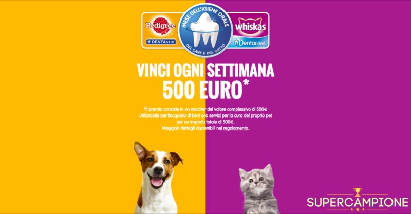 Vinci buoni spesa da 500€ con Pedigree e Whiskas