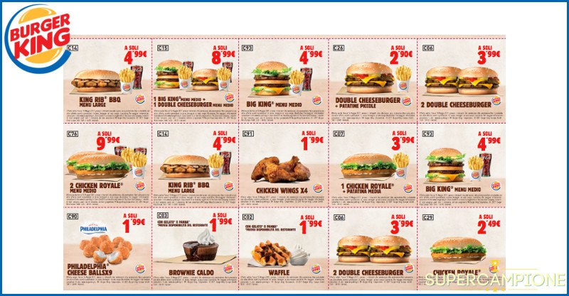 Buoni sconto Burger King