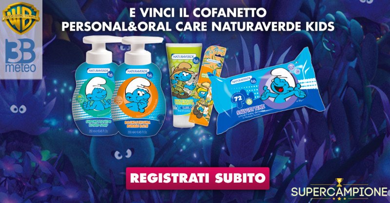 Vinci gratis kit Naturaverde Kids de I Puffi Vinci gratis kit Naturaverde Kids de I Puffi