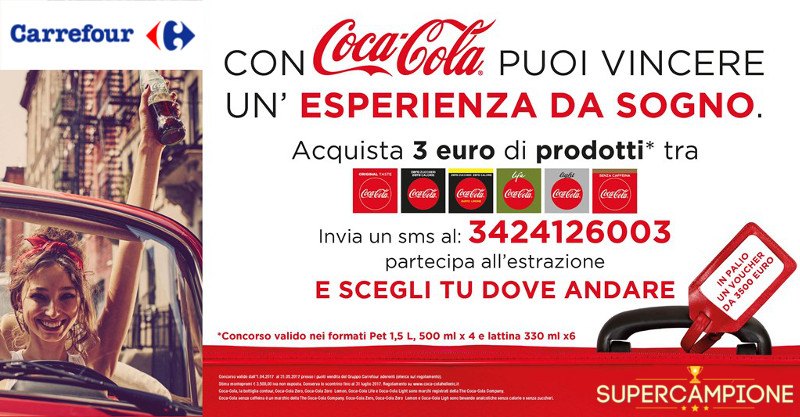 Coca Cola e Carrefour: vinci voucher viaggio da 3.500€