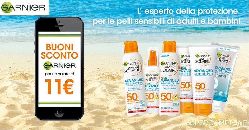 Ricevi un carnet di buoni sconto Garnier con Ambre Solaire