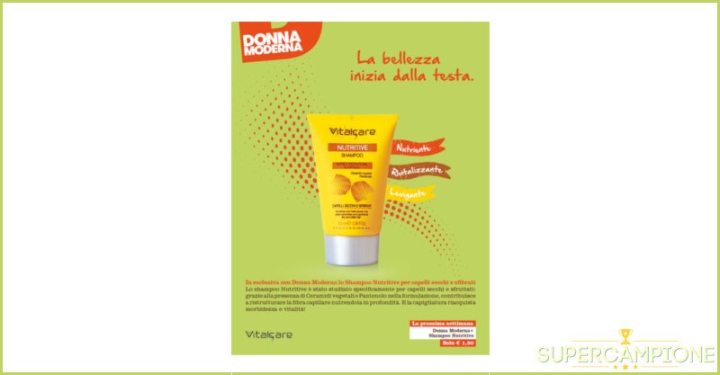 Campioni omaggio shampoo Vitalcare con Donna Moderna