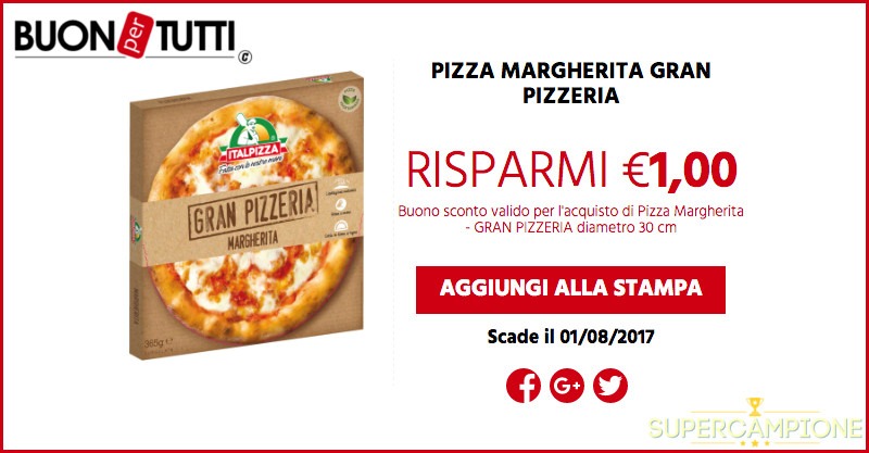 Buoni sconto Pizza Margherita Italpizza