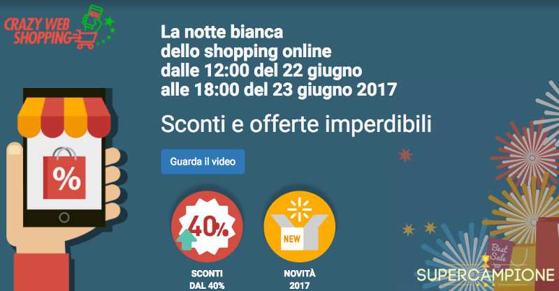Crazy Web Shopping: 30 ore di sconti e offerte Crazy Web Shopping: 30 ore di sconti e offerte