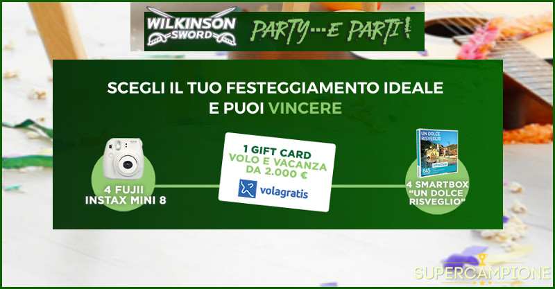 Vinci gratis fotocamera, Smartbox e kit Wilkinson