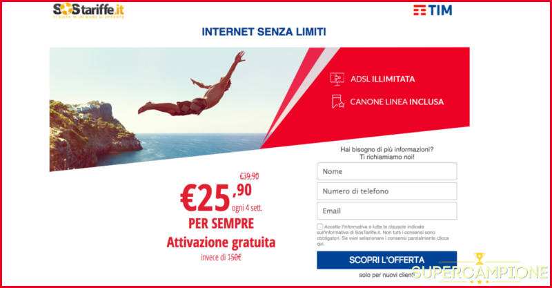 TIM: Internet Senza Limiti a 25,90€ per sempre