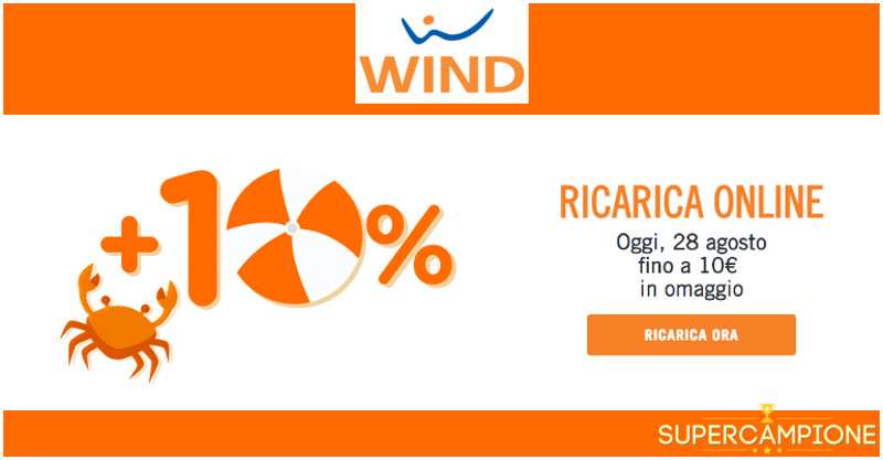 Wind ti regala il 10% sulla ricarica