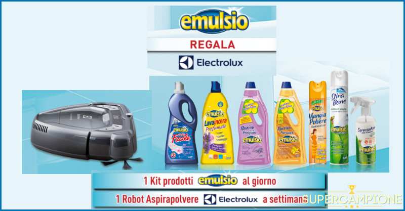 Vinci robot aspirapolvere Electrolux e kit di prodotti Emulsio Vinci robot aspirapolvere Electrolux e kit di prodotti Emulsio
