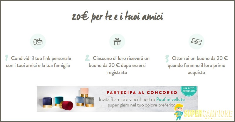 Vinci un pouf in tessuto Dalani Vinci un pouf in tessuto Dalani
