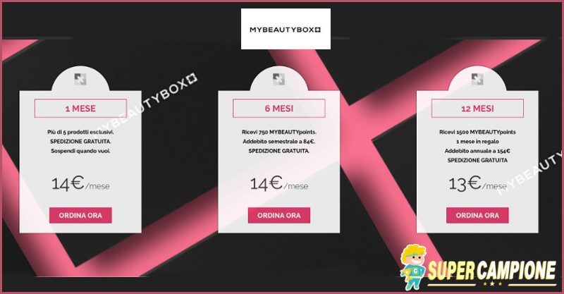 MyBeautyBox codice sconto abbonamenti -10%