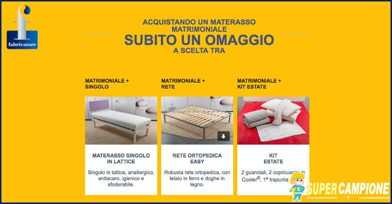 Offerta materasso omaggio a scelta supercampione Scelta materasso matrimoniale
