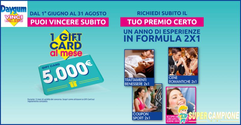 Premio sicuro e card da 5000€ in palio con Daygum Premio sicuro e card da 5000€ in palio con Daygum