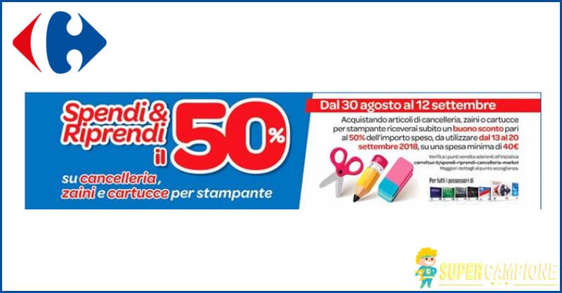 Spendi e Riprendi il 50% Carrefour scuola e stampanti