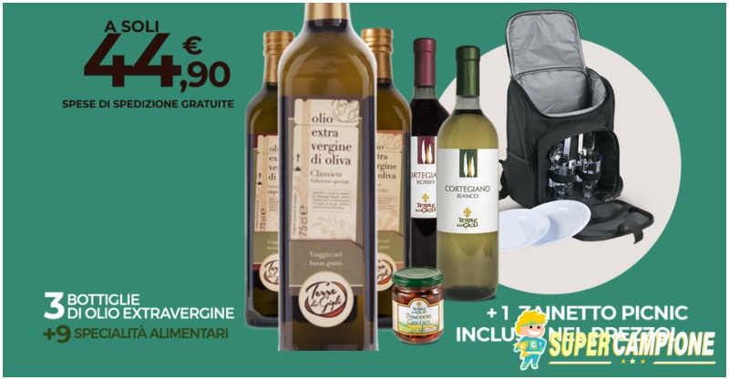 Terre dei Gigli: olio + specialità italiane e gratis zaino picnic