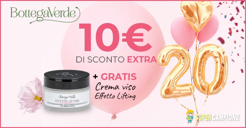 Bottega Verde: ricevi buono 10€ + crema lifiting omaggio Bottega Verde: ricevi buono 10€ + crema lifiting omaggio