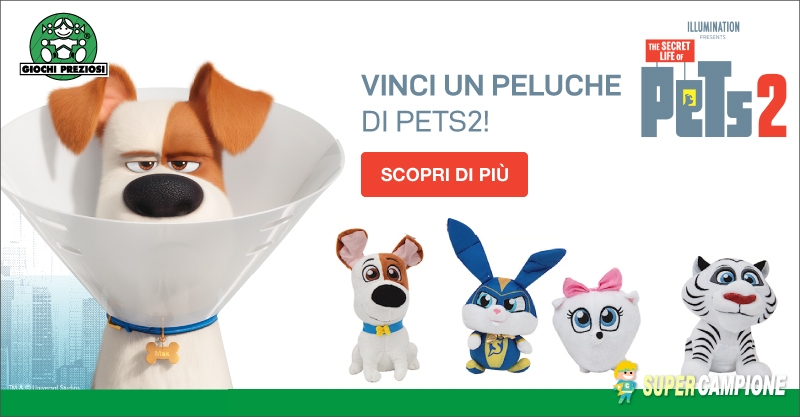 Vinci gratis un peluche di Pets2 Vinci gratis un peluche di Pets2