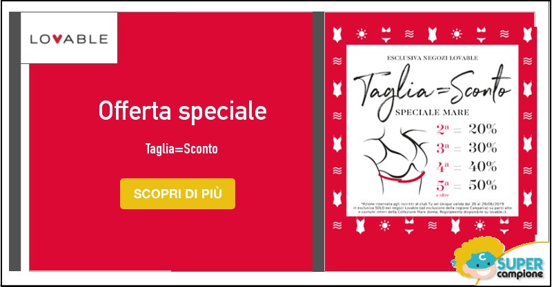 Promozione estiva Lovable Taglia=Sconto Promozione estiva Lovable Taglia=Sconto