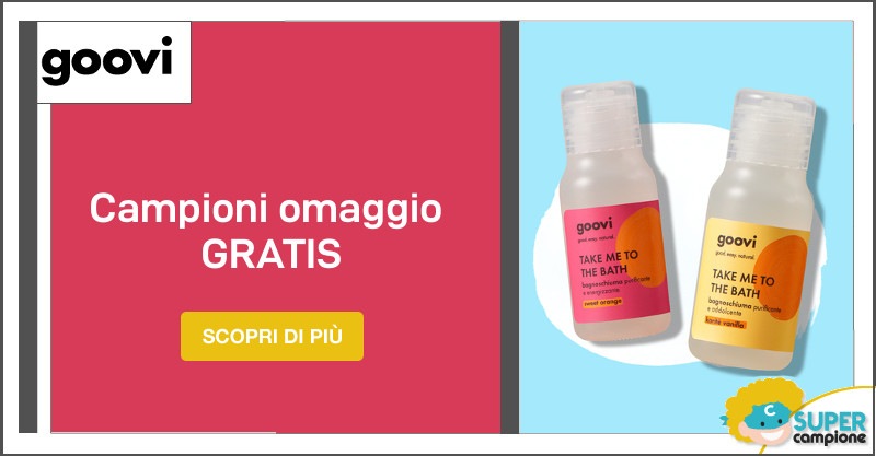 Ricevi gratis bagnoschiuma Goovi Ricevi gratis bagnoschiuma Goovi