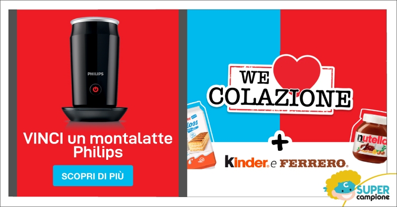 Vinci 100 montalatte Philips con Kinder & Ferrero