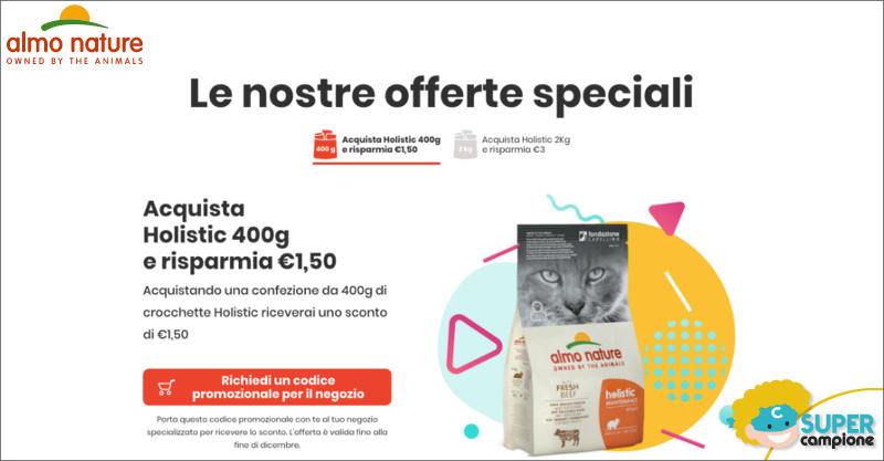 Buoni sconto Almo Nature Holistic gatto 1,50€