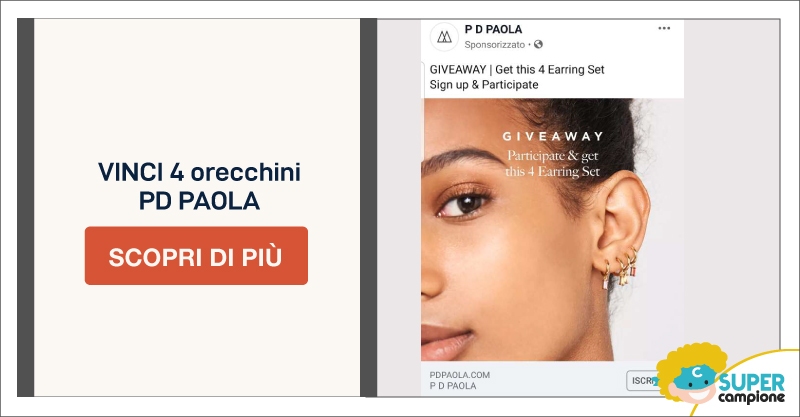 Vinci gratis 4 orecchini PD PAOLA Vinci gratis 4 orecchini PD PAOLA