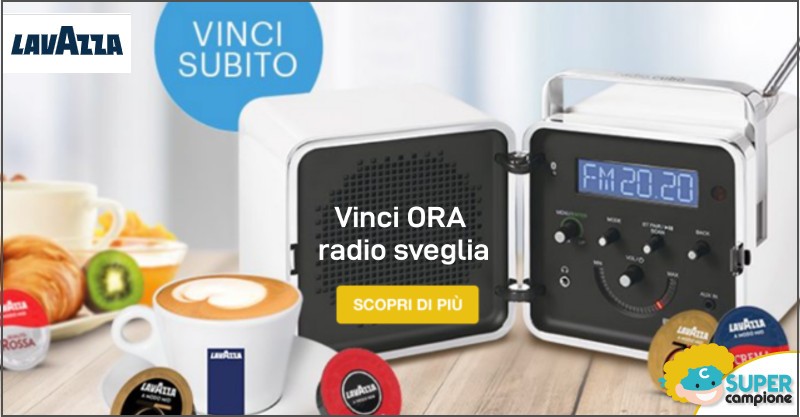 Vinci ora con Lavazza una Radio Cubo Brionvega