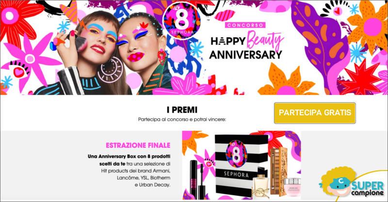 Sephora: vinci gratis Happy Beauty Anniversary Box da 500€ Sephora: vinci gratis Happy Beauty Anniversary Box da 500€
