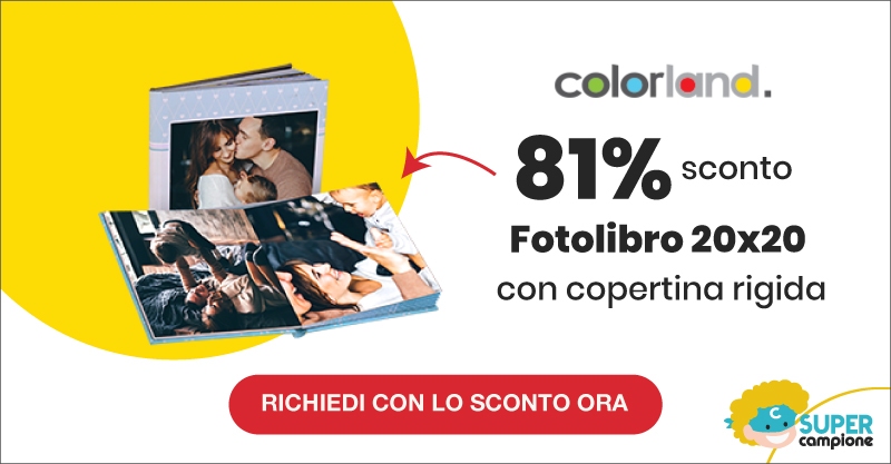 Offerta Colorland: -81% su Fotolibro 20x20 personalizzato da 160 pagine