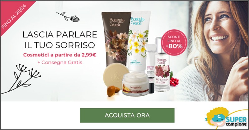 Offerta Bottega Verde: cosmetici a 2,99€ + spedizione gratis