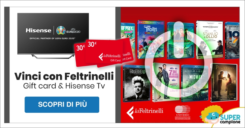 Vinci 30€ Gift Card & Hisense Uled TV con Feltrinelli Vinci 30€ Gift Card & Hisense Uled TV con Feltrinelli